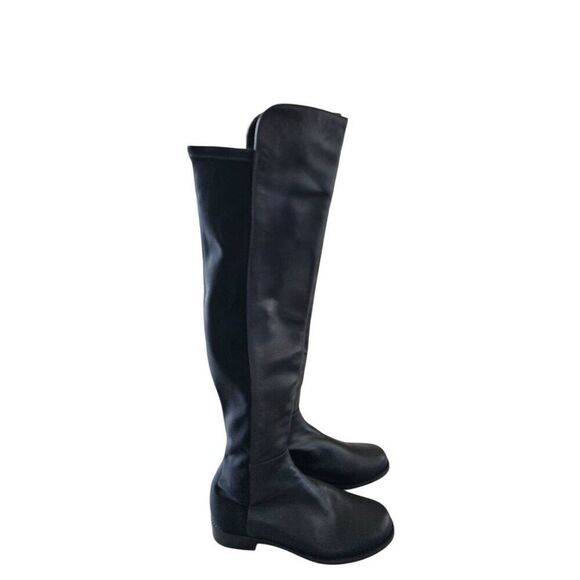 Stuart Weitzman Celia Over The Knee Boots Size 6.5 Black Nappa Leather - Picture 2 of 10